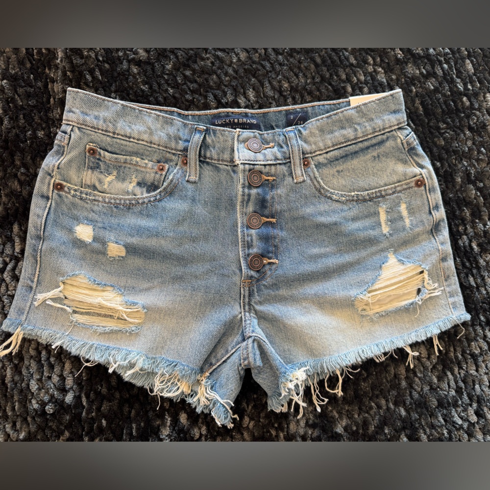 Lucky Brand Women's Distressed Denim Shorts - Light Blue